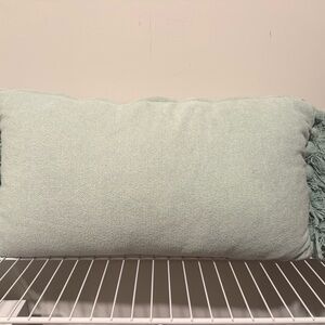 Light Green Rectangular Pillow with Fringe